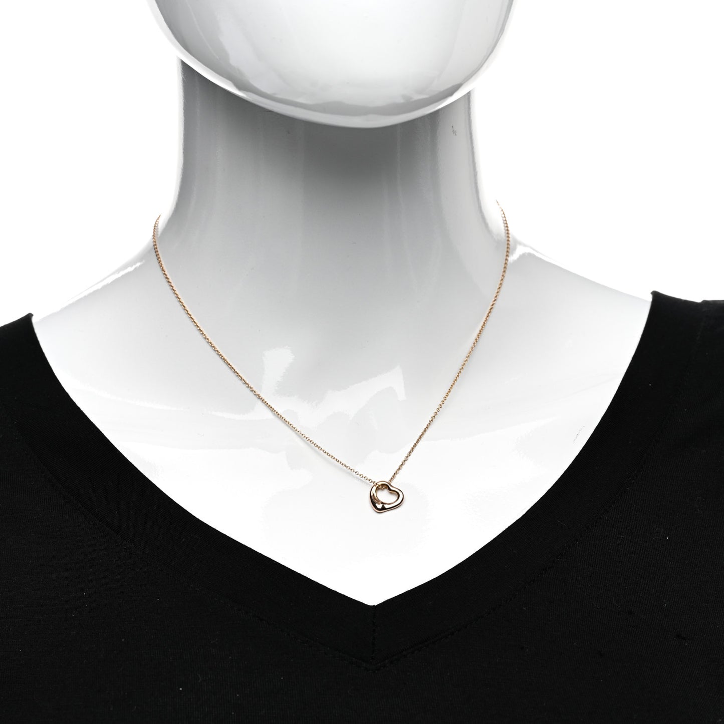18K Rose Gold 11mm Elsa Peretti Open Heart Pendant Necklace
