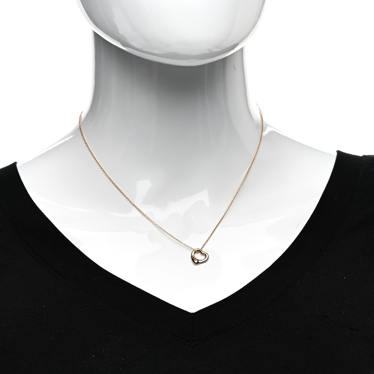 Tiffany 18K Rose Gold 11mm Elsa Peretti Open Heart Pendant Necklace 2 of 4