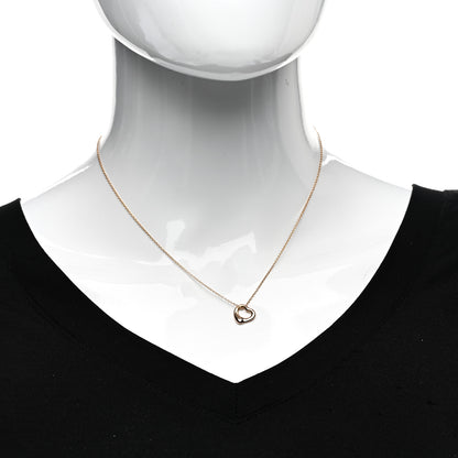 Tiffany 18K Rose Gold 11mm Elsa Peretti Open Heart Pendant Necklace 2 of 4