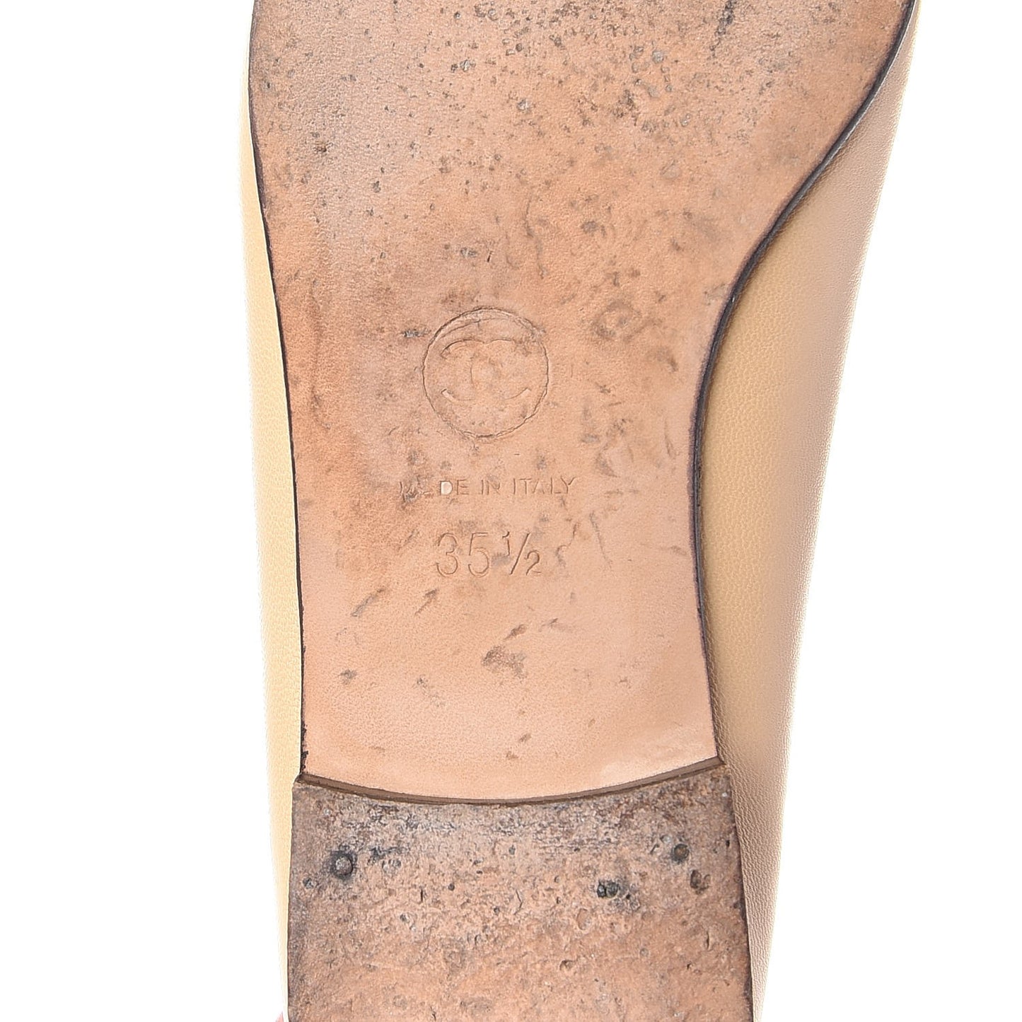 Lambskin Cap Toe Ballerina Flats 35.5 Beige Black