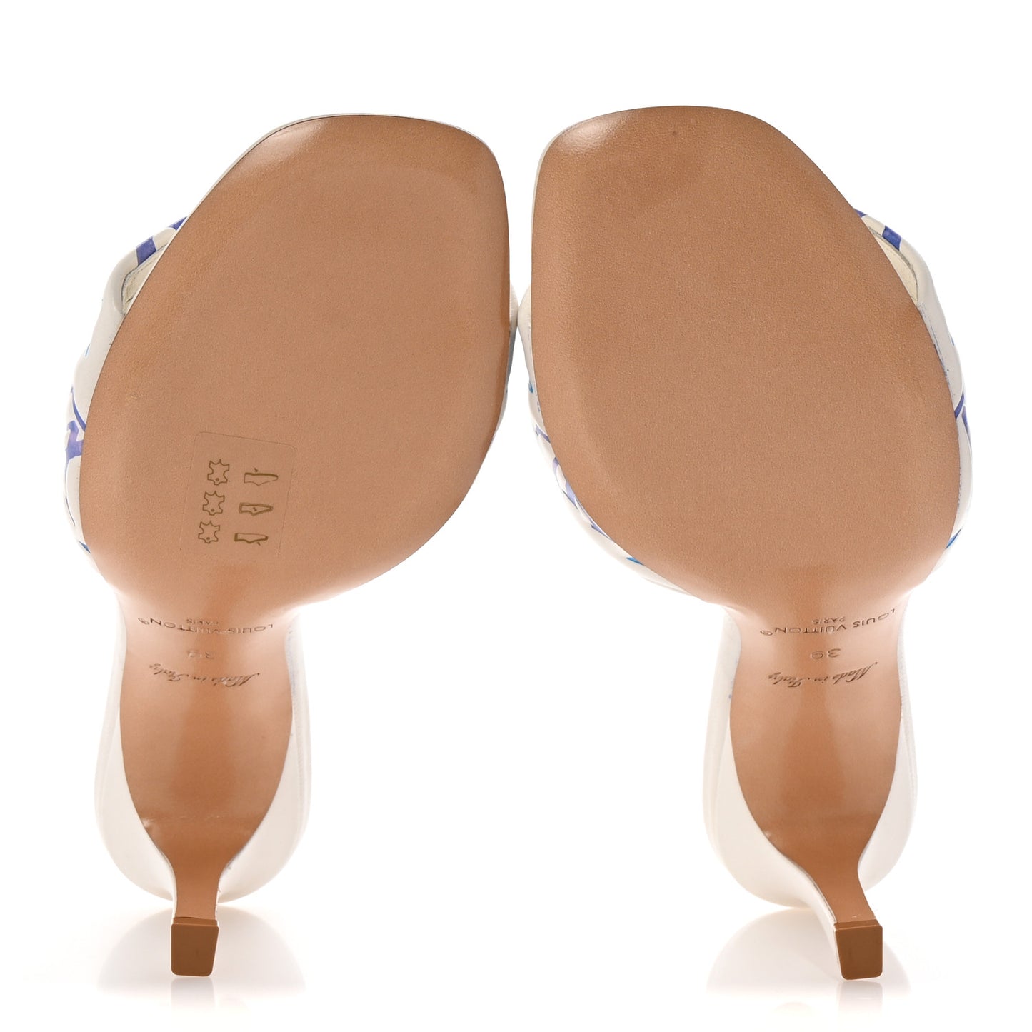 Lambskin Embossed Monogram By The Pool Revival High Heel Mules 39 Blue