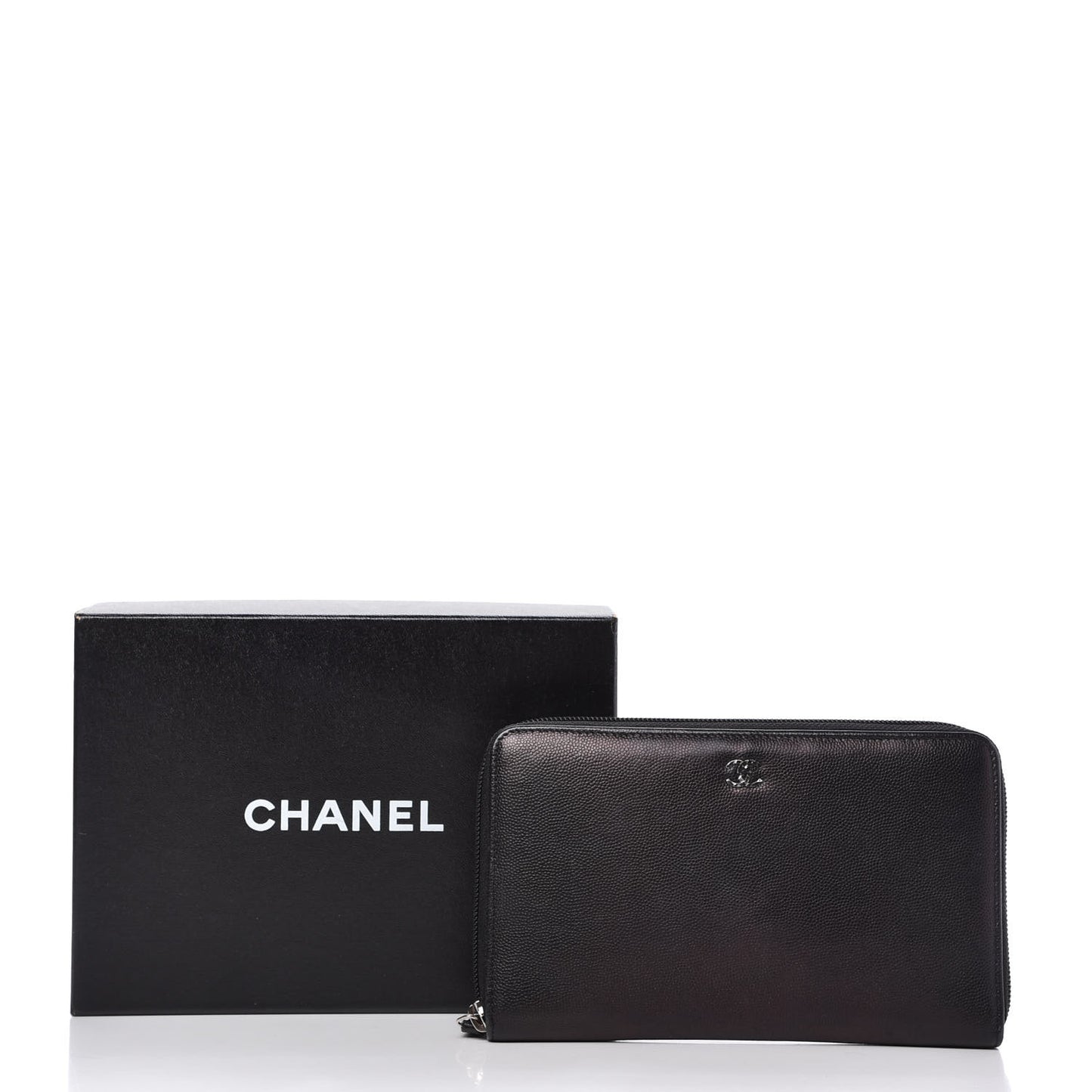 Caviar Large Sevruga Zip Around Organizer Wallet Black