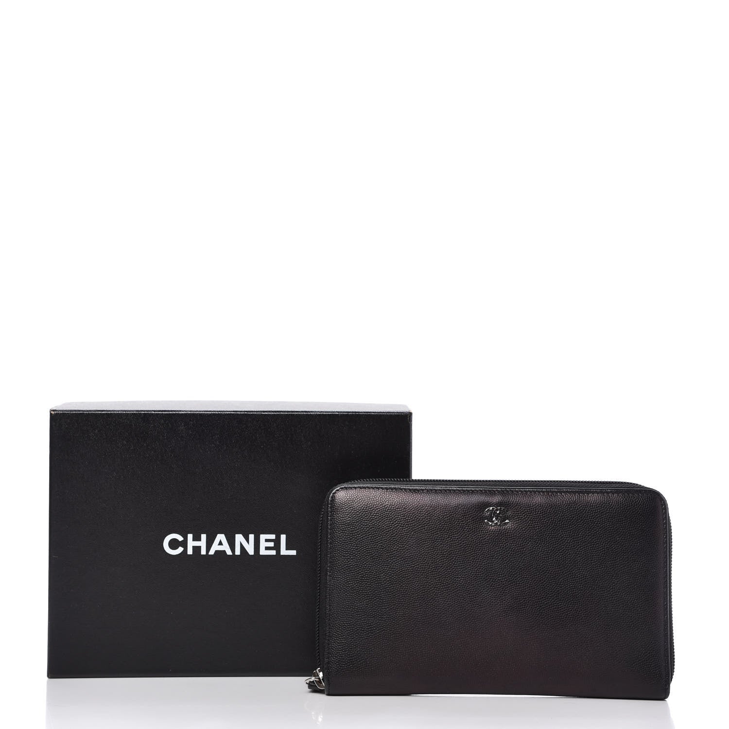 Chanel Caviar Large Sevruga Zip Around Organizer Wallet Black 12 of 14