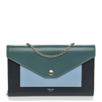 Celine Shiny Calfskin Large Pocket Flap On Chain Green Smoke 1 of 7