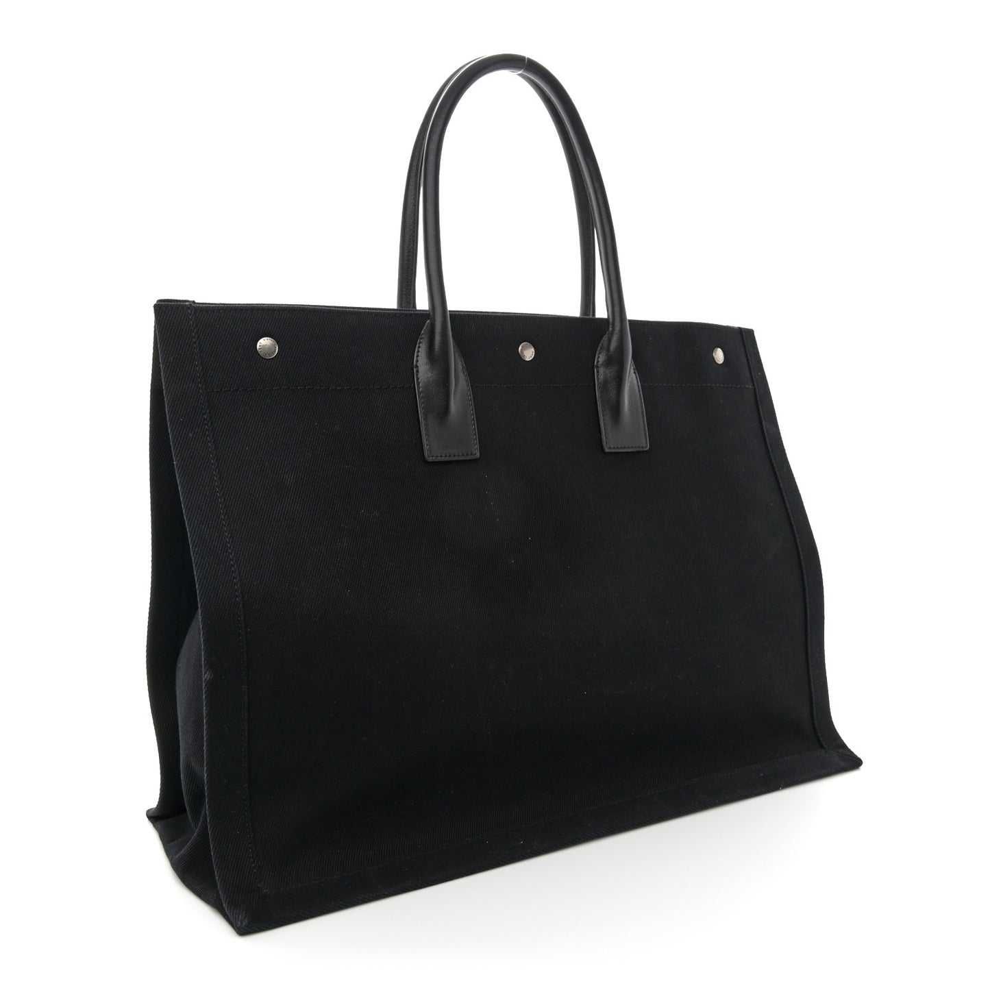 Linen Calfskin Rive Gauche Tote Black
