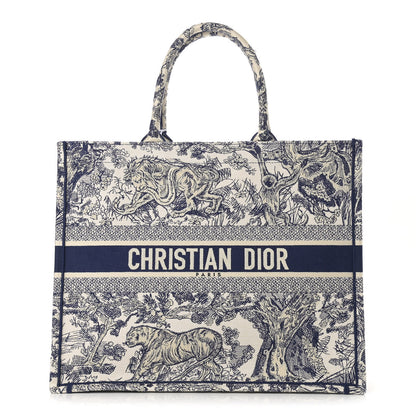 Christian Dior Canvas Embroidered Large Dioriviera Toile De Jouy Book Tote Blue 1 of 13