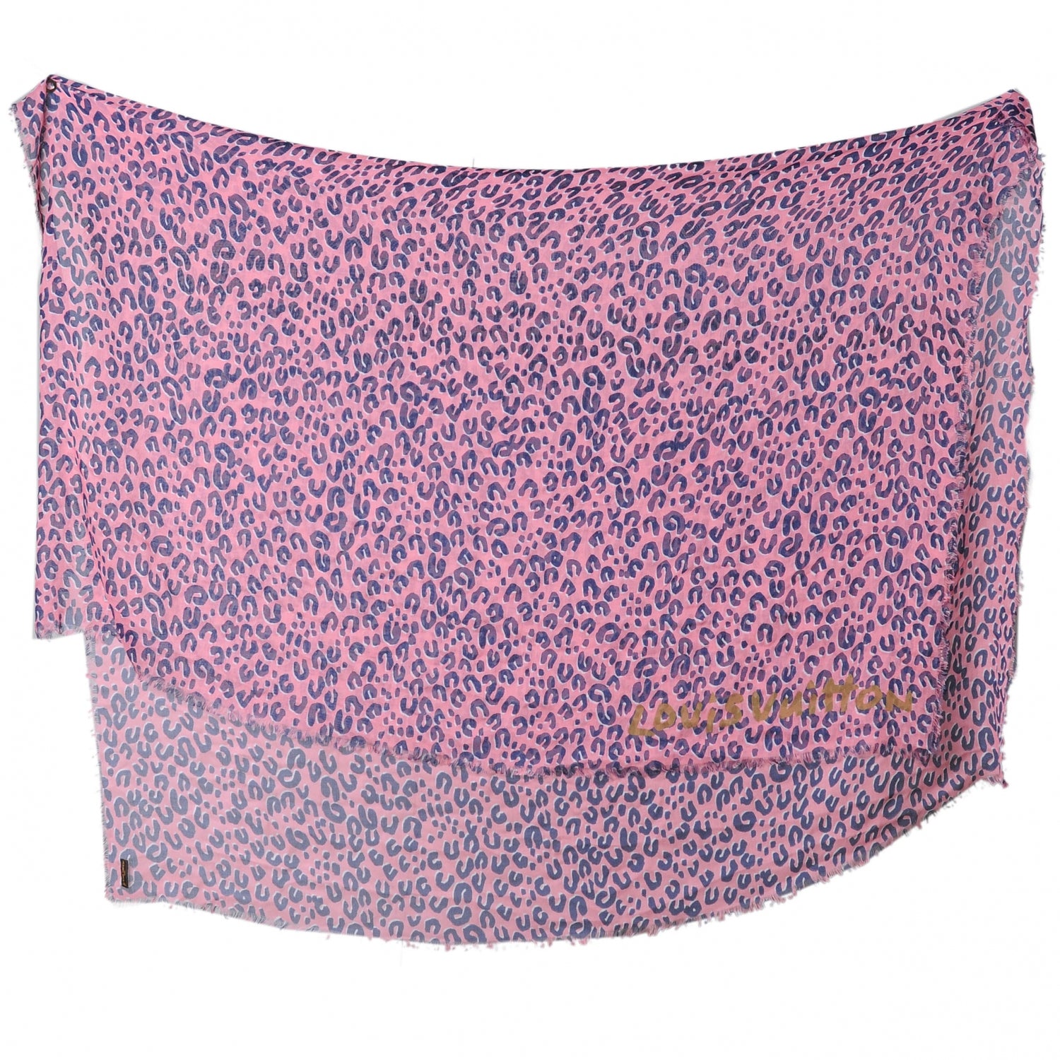 Louis Vuitton Cashmere Silk Leopard Stole Corail 4 of 6