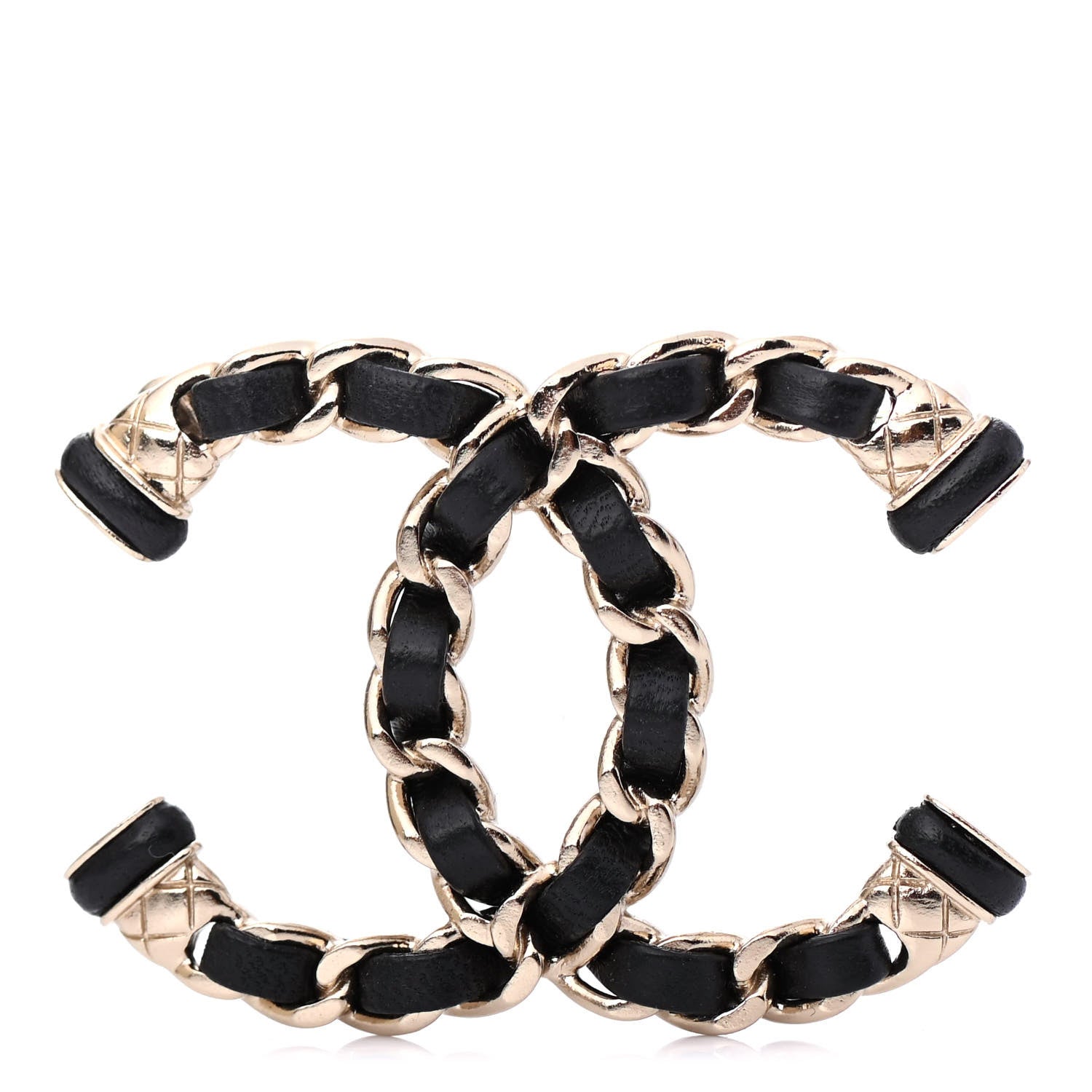 Chanel Lambskin Chain CC Brooch Black Gold 1 of 3