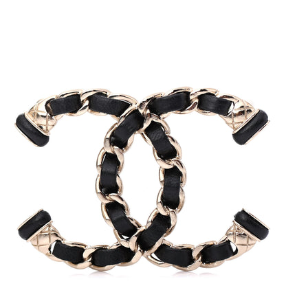 Chanel Lambskin Chain CC Brooch Black Gold 1 of 3