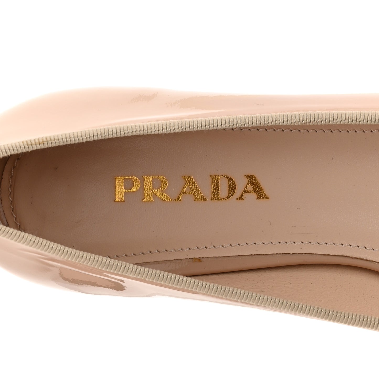 Vernice Cap Toe Logo Bow Ballerina Flats 36 Cipria