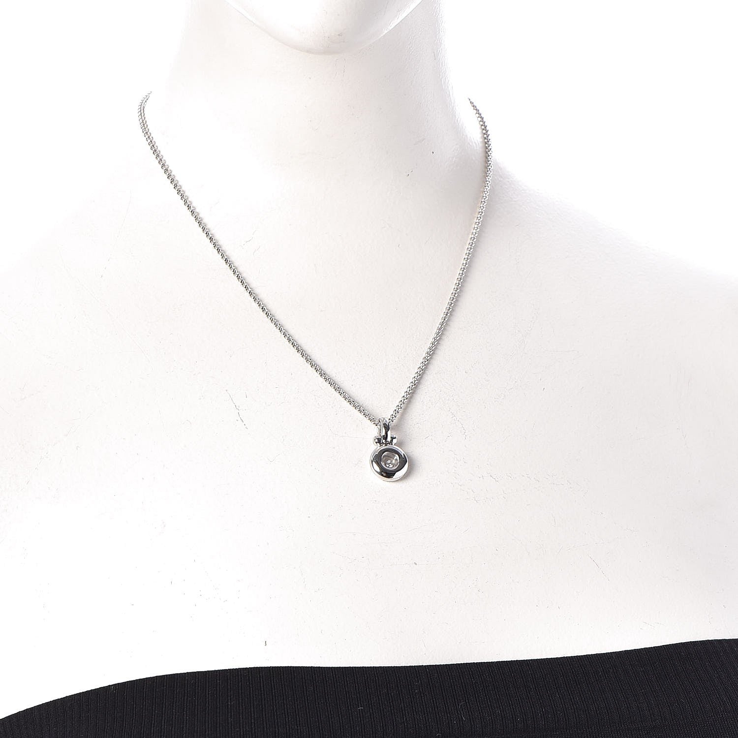 Chopard 18K White Gold Diamond Happy Pendant Necklace 2 of 6