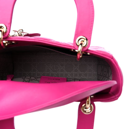 Christian Dior Lambskin Cannage Small Lucky Badges My Lady Dior Magenta 5 of 9
