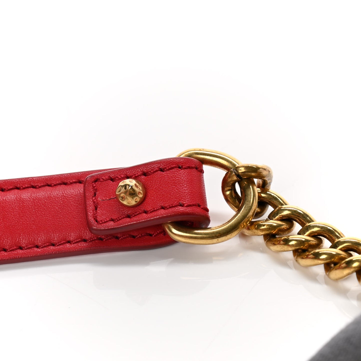 Calfskin Small Insignia Chain Flap Red