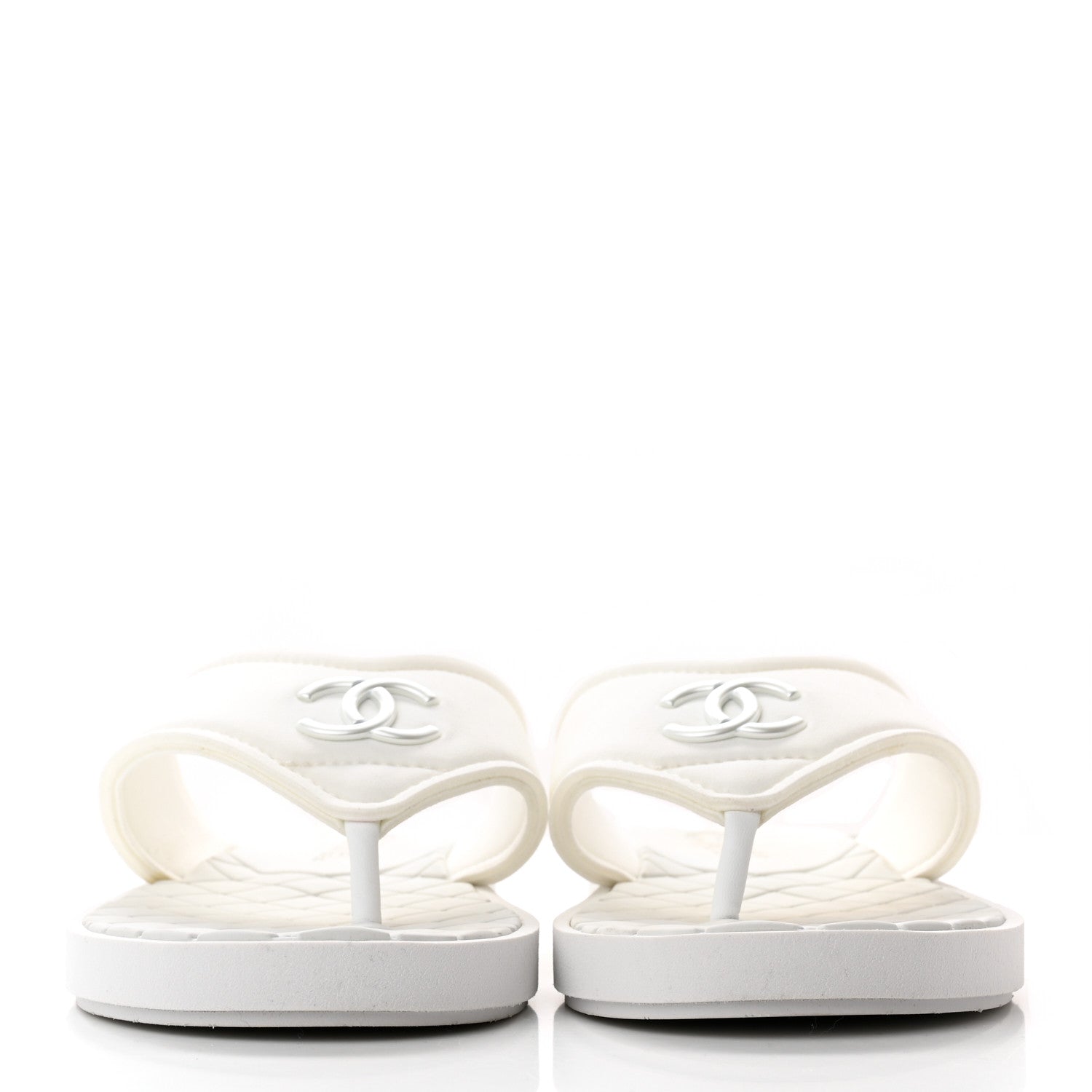 Chanel Fabric CC Thong Sandals 41 White 2 of 12