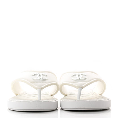 Chanel Fabric CC Thong Sandals 41 White 2 of 12