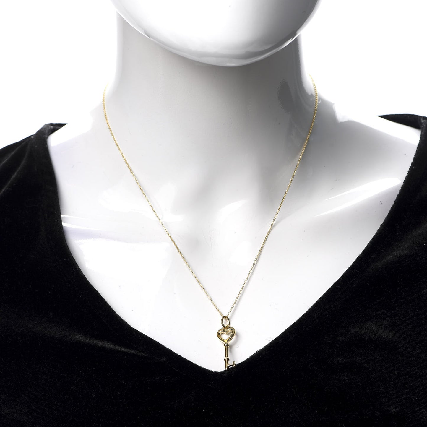18K Yellow Gold Mini Heart Key Pendant Necklace
