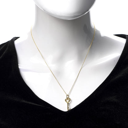 Tiffany 18K Yellow Gold Mini Heart Key Pendant Necklace 2 of 5