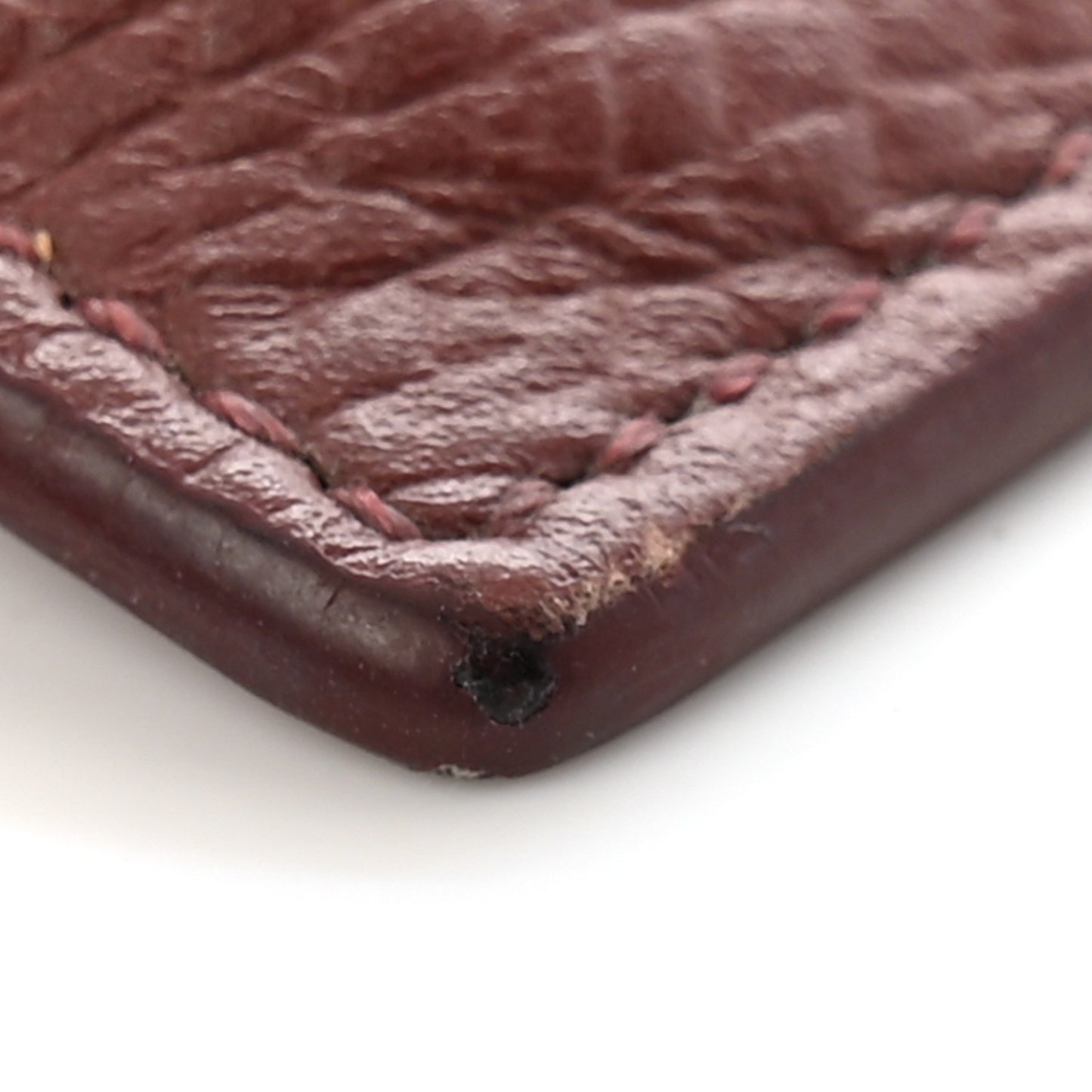 Grained Calfskin Zipped Card Holder Grenat