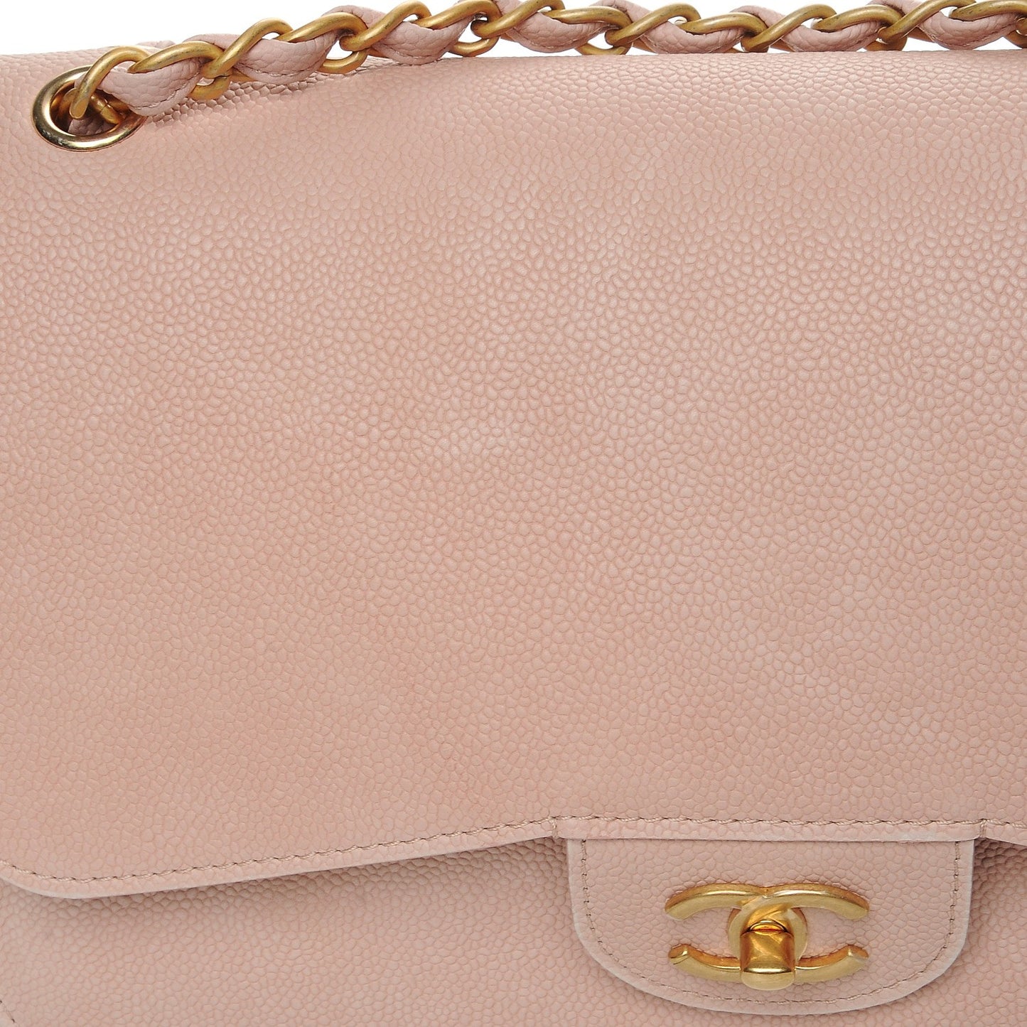 Grained Calfskin Jumbo Classic Pure Double Flap Nude