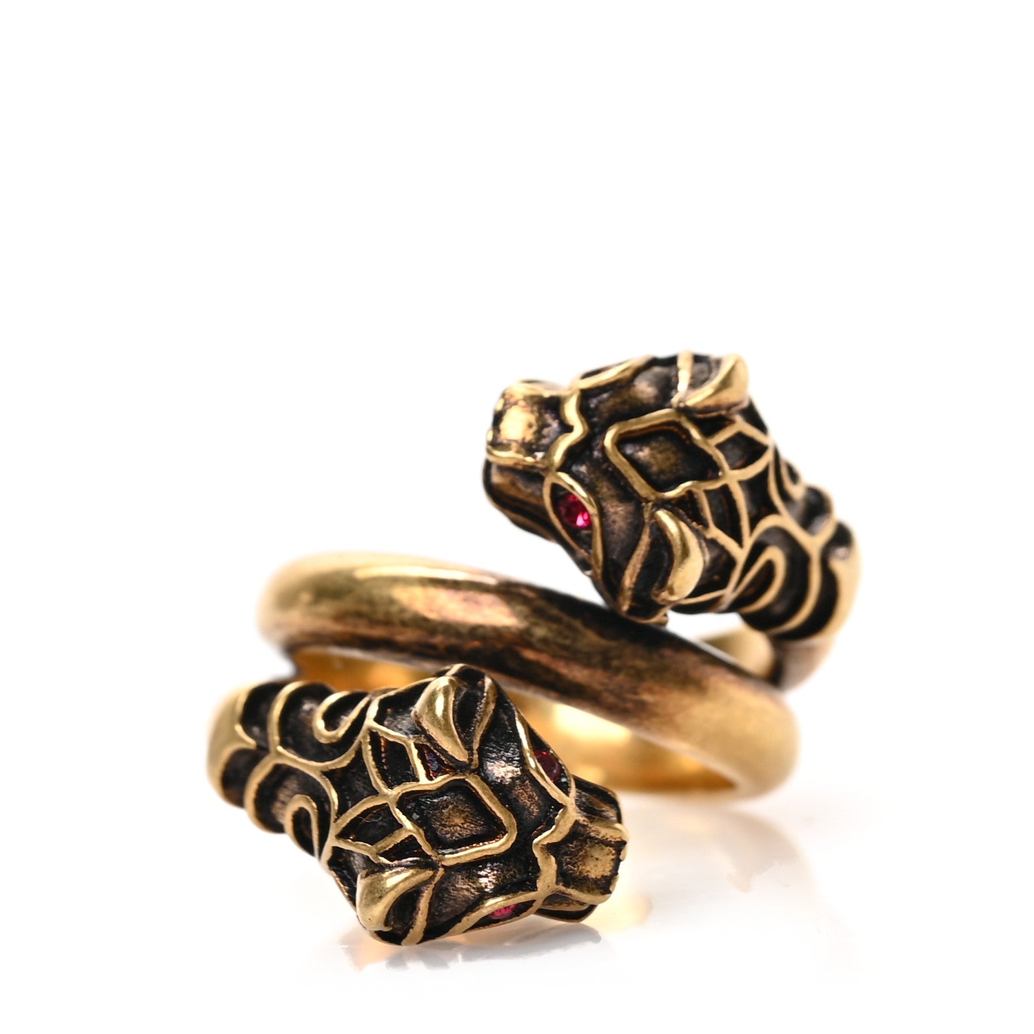 Gucci Tiger Heads Double Wrap Ring 59 8.75 Aged Gold 1 of 4
