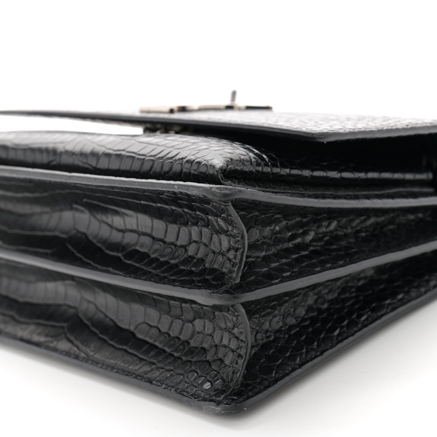 Saint Laurent Calfskin Crocodile Embossed Medium Monogram Sunset Black 10 of 10