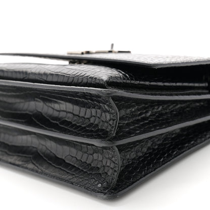 Saint Laurent Calfskin Crocodile Embossed Medium Monogram Sunset Black 10 of 10