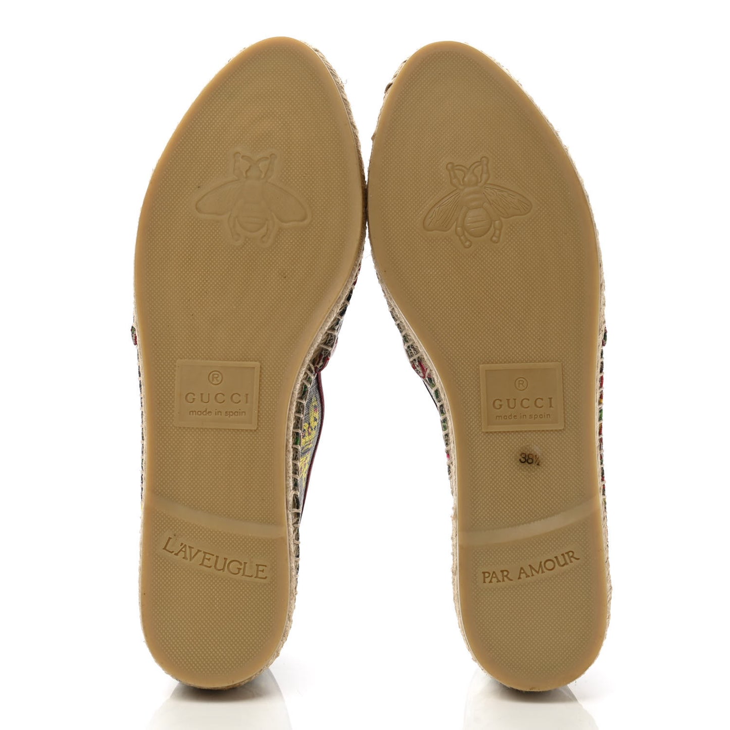 GG Supreme Monogram Tian Womens Espadrilles 38.5 Beige Multicolor Red