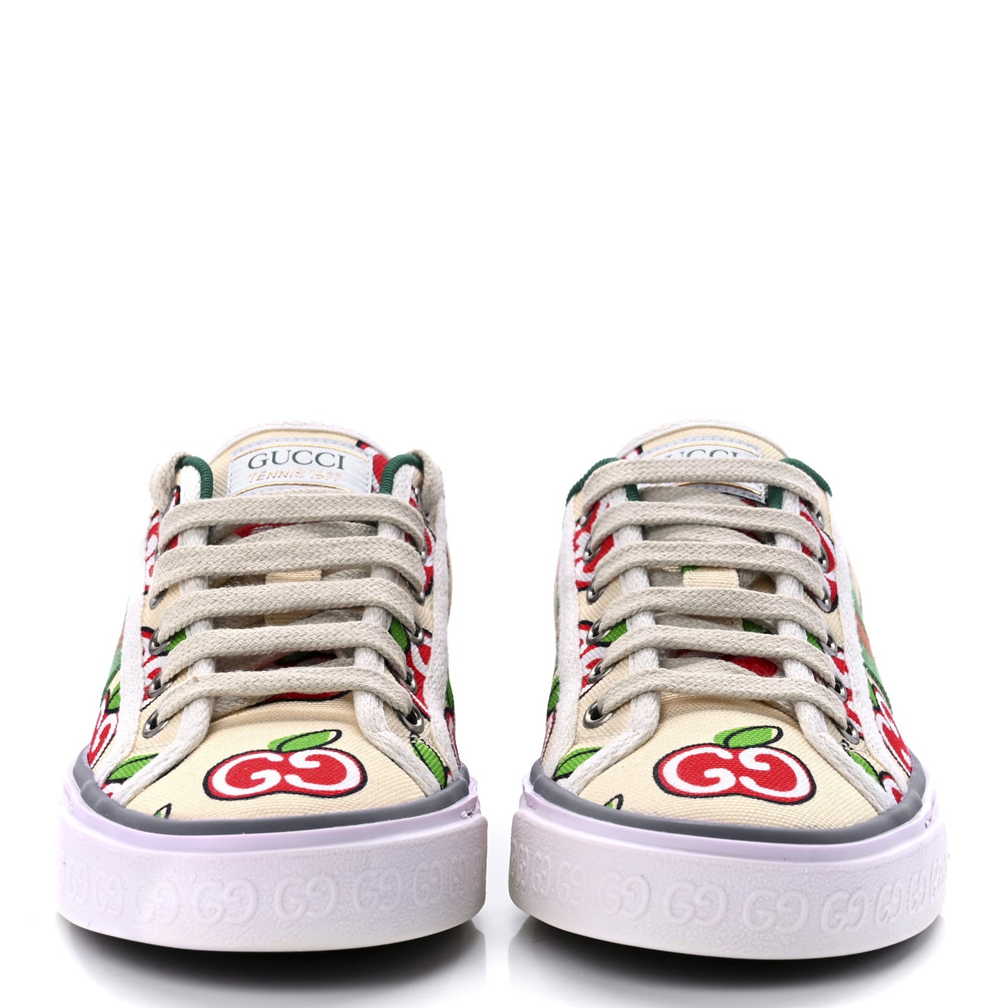 Canvas Web GG Apple Womens 1977 Tennis Sneakers 35 Ivory Red Mystic White New Shamarock