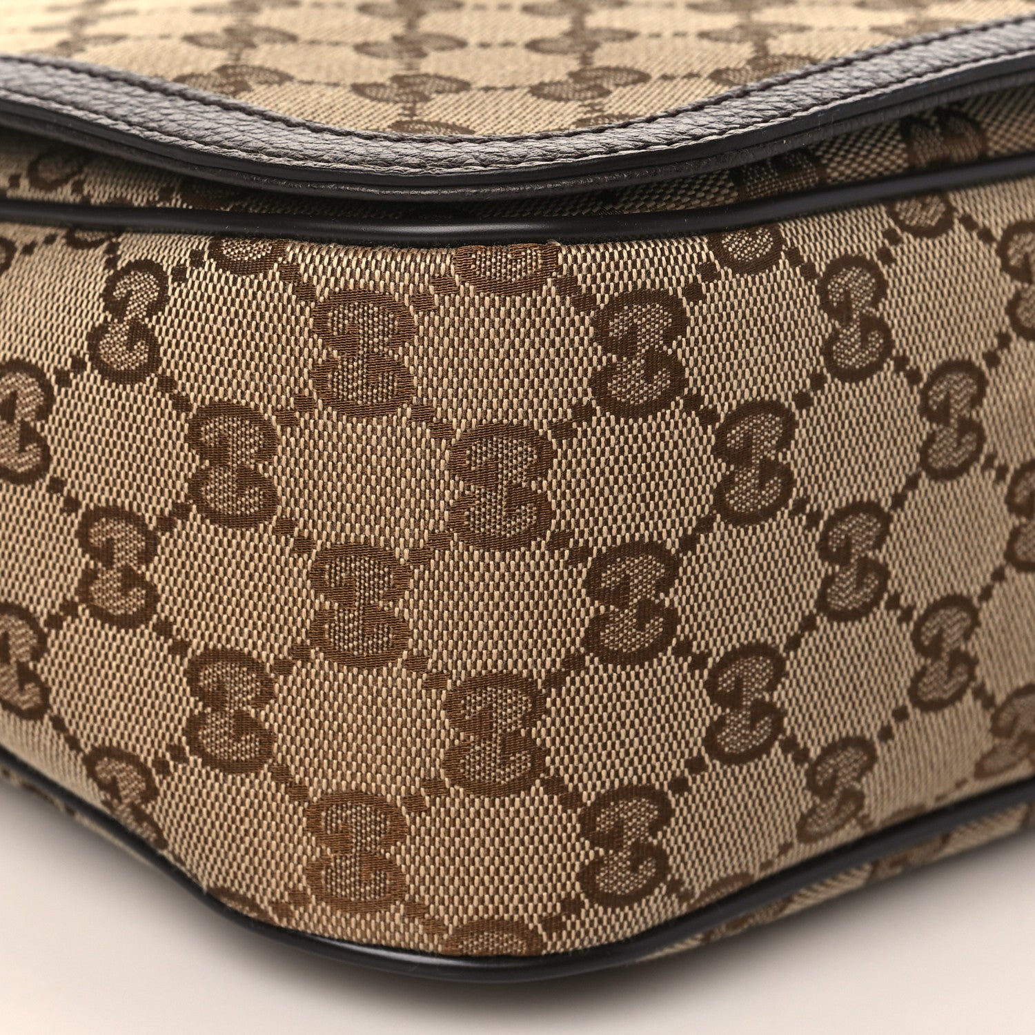 Gucci Monogram Large Flap Messenger Bag Beige Dark Brown 8 of 9