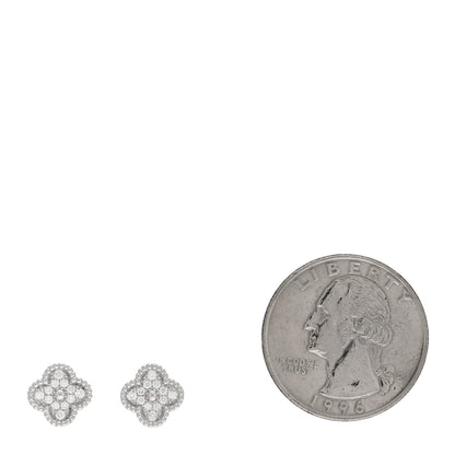 Van Cleef & Arpels 18K White Gold Diamond Sweet Alhambra Earrings 2 of 5