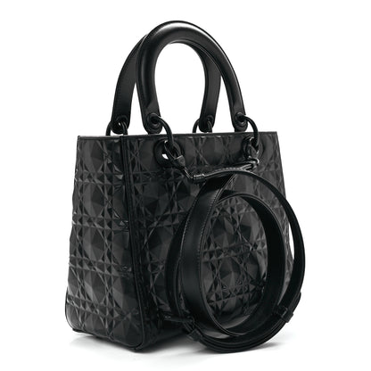 Christian Dior Calfskin Cannage Diamond Cannage Medium Lady Dior Black 3 of 11