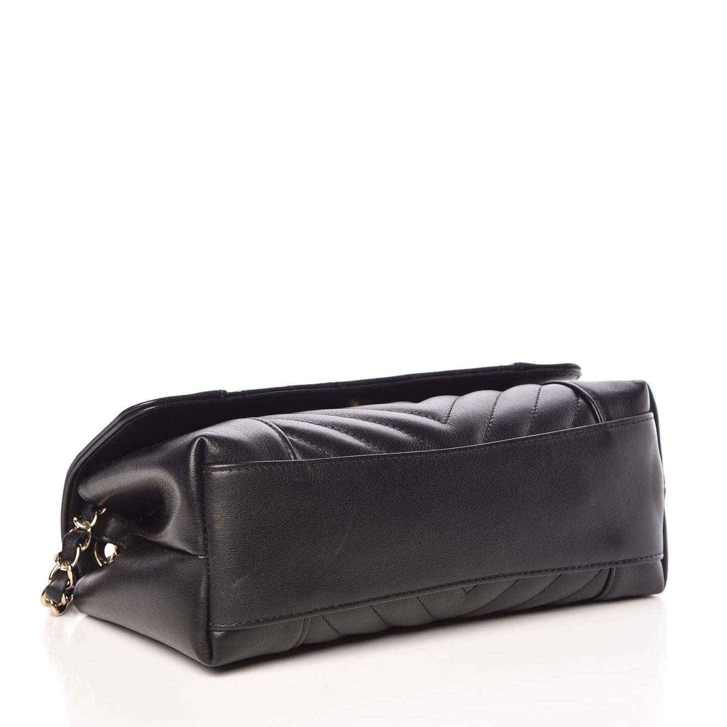 Calfskin Quilted Small Daily Chevron Flap Black