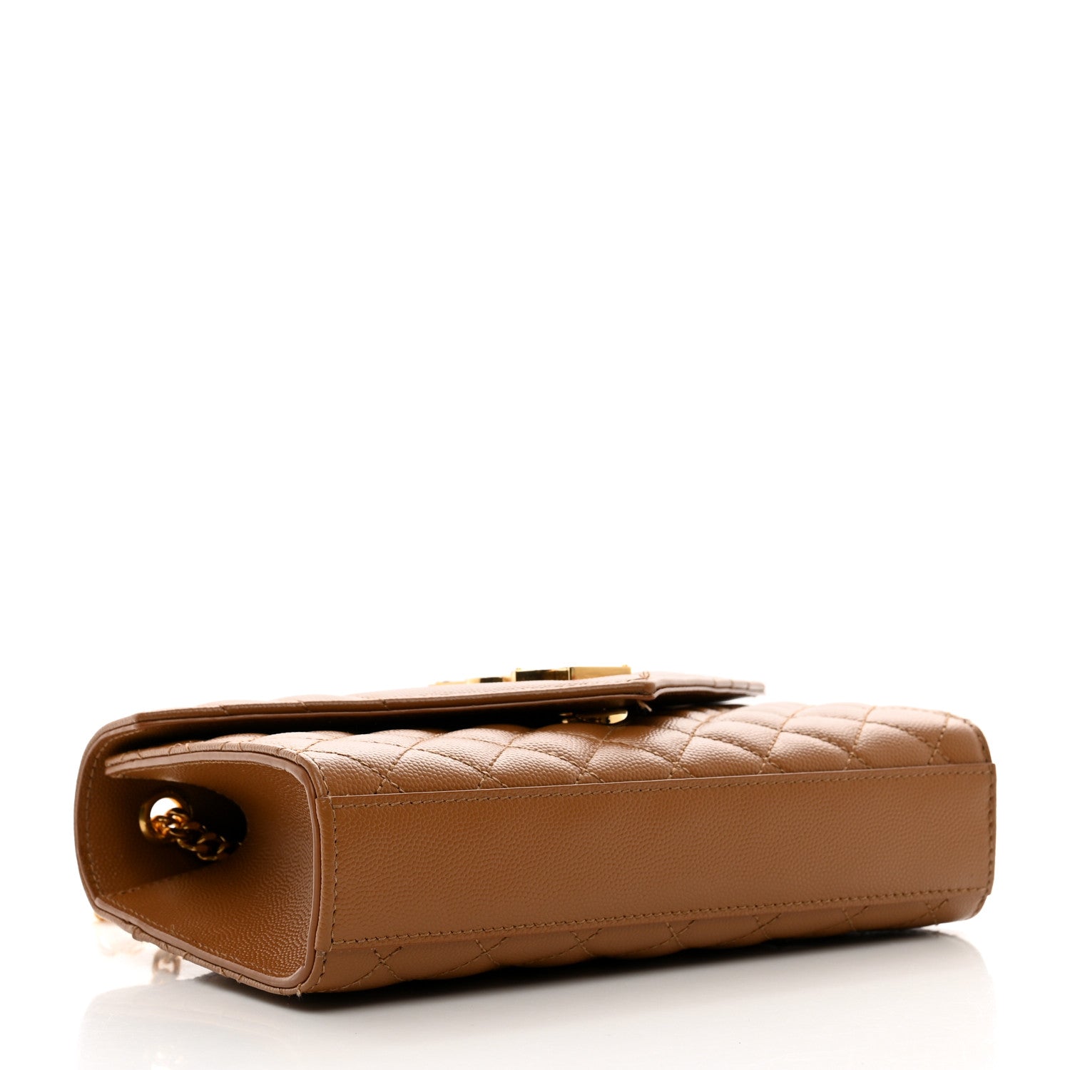 Saint Laurent Grain De Poudre Textured Mixed Matelasse Triquilt Small Monogram Satchel Dark Natural 4 of 11