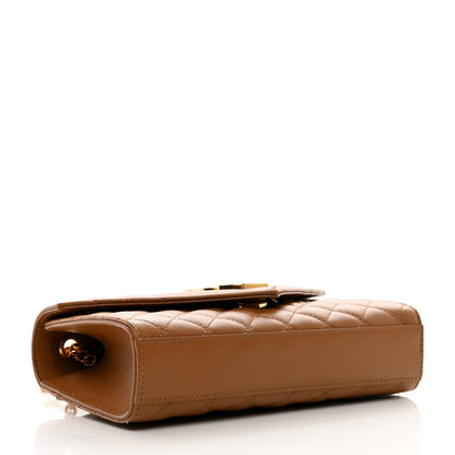 Saint Laurent Grain De Poudre Textured Mixed Matelasse Triquilt Small Monogram Satchel Dark Natural 4 of 11