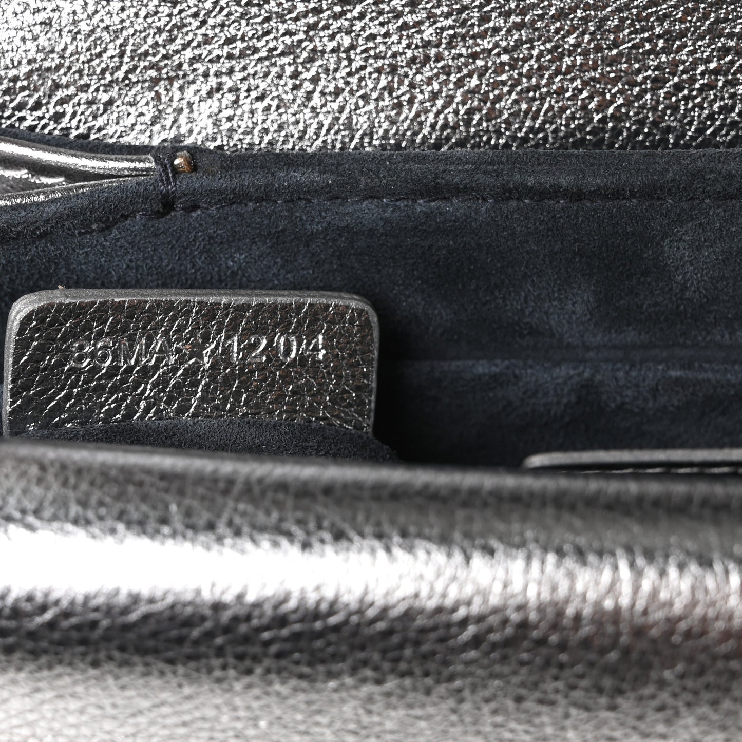 Metallic Lambskin Cannage Mini Jolie Top Handle Bag Silver