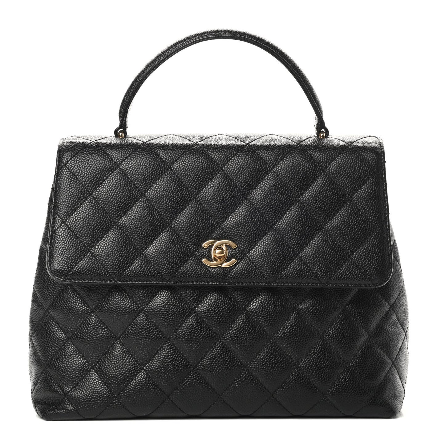 Caviar Quilted Jumbo Kelly Flap Black