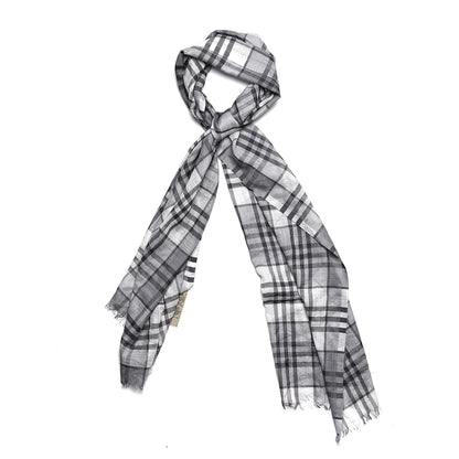 Burberry Wool Silk Vintage Check Lightweight Scarf Grey 1 of 5