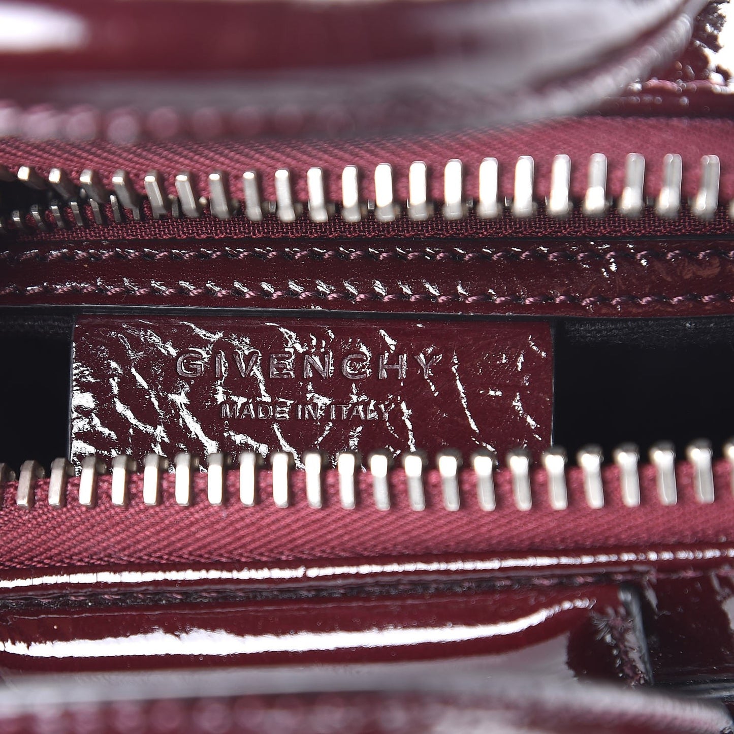 Crinkled Patent Calfskin Mini Antigona Aubergine