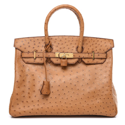 Hermes Ostrich Birkin 35 Gold 1 of 27