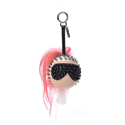 Fendi Lambskin Goat Fur Studded Punkarlito Bag Charm Azalea 1 of 5