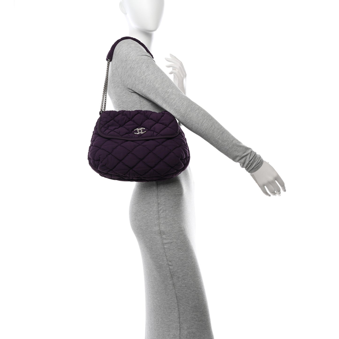 Nylon Bubble Quilt Accordion Flap Purple