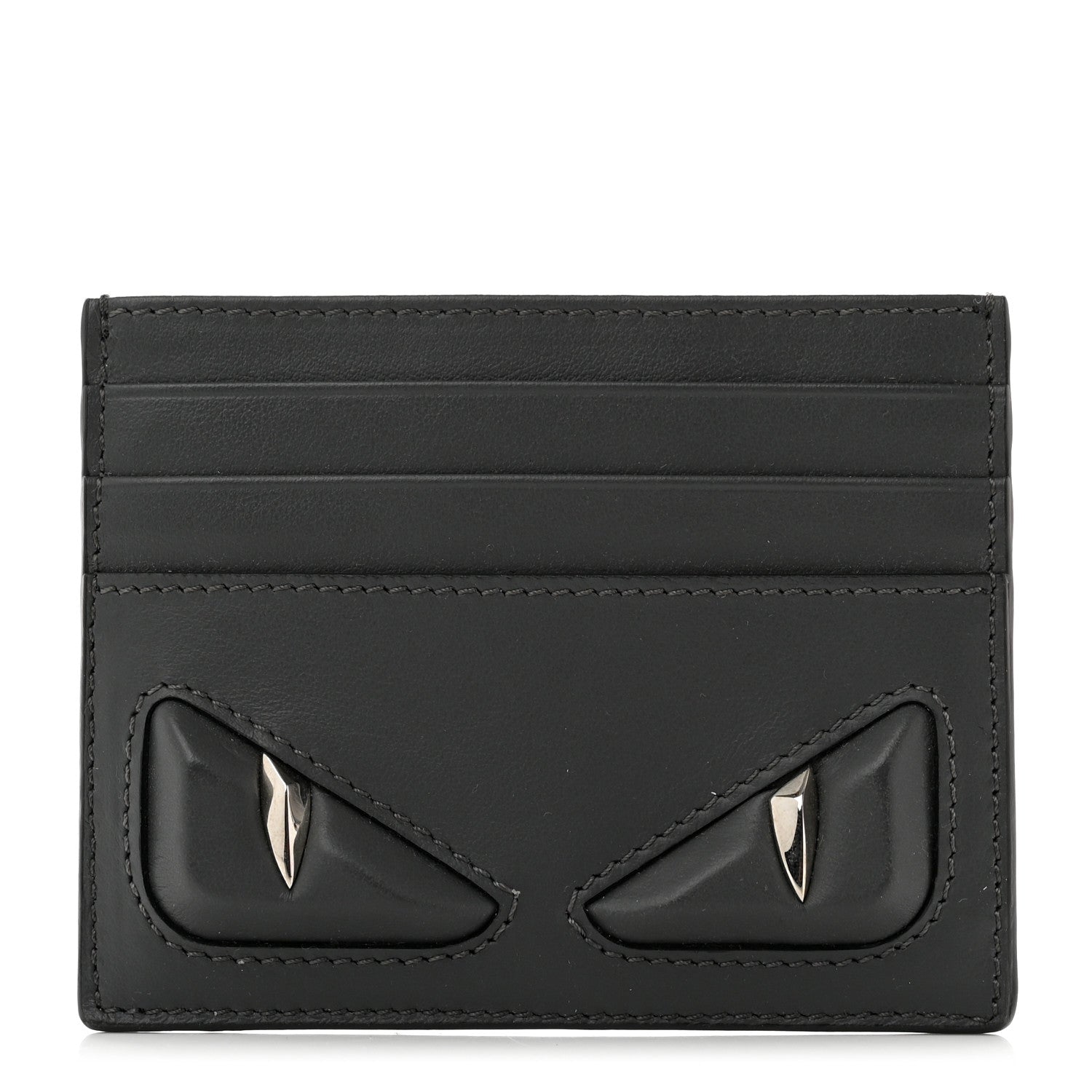 Fendi Vitello Century Monster Eyes Card Holder Asfalto 1 of 7