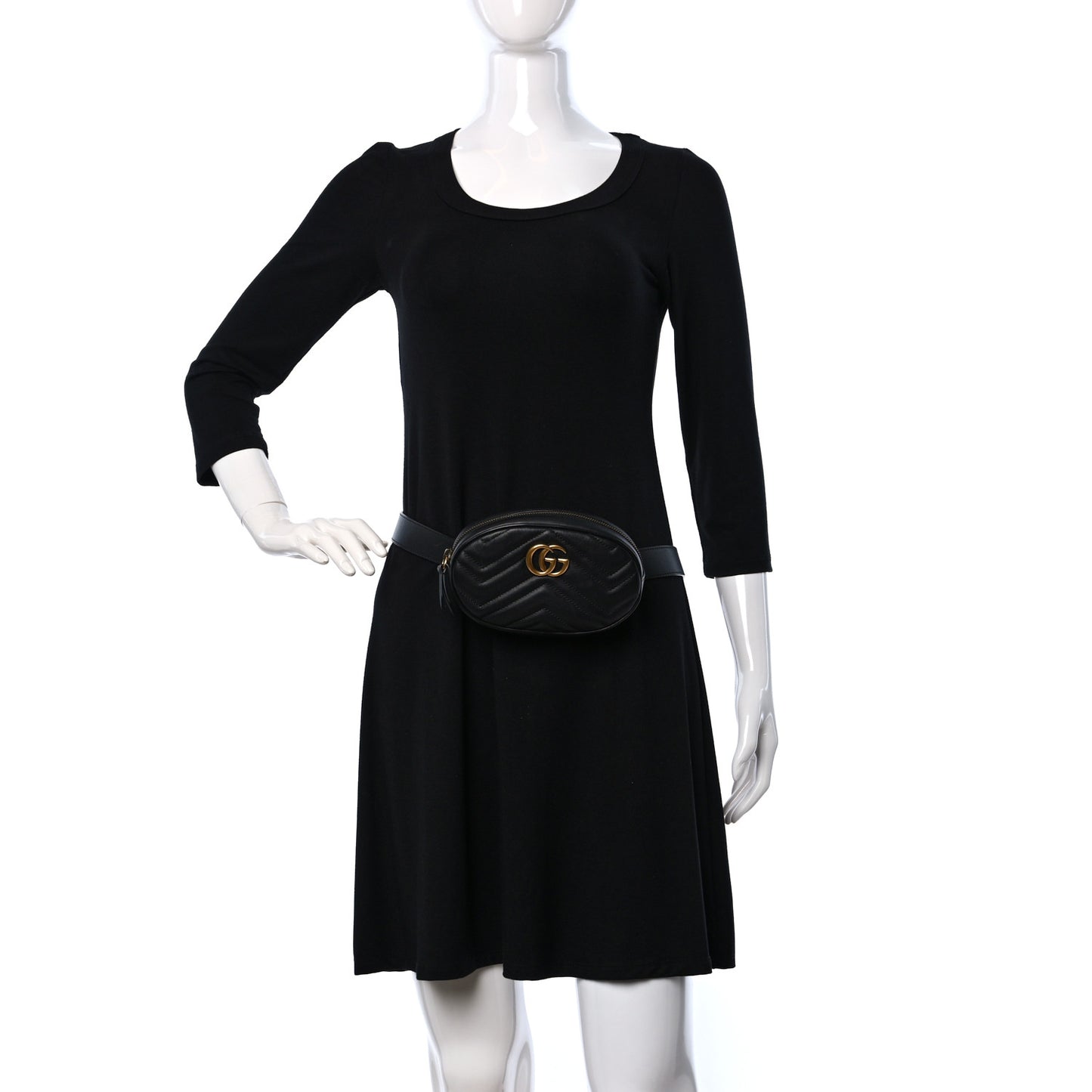 Calfskin Matelasse GG Marmont Belt Bag 95 38 Black