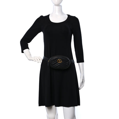 Gucci Calfskin Matelasse GG Marmont Belt Bag 95 38 Black 2 of 11