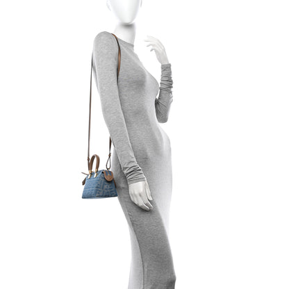 Fendi Denim Vitello King FF Mini By The Way Top Handle Boston Bag Tortora Nuvola 2 of 10