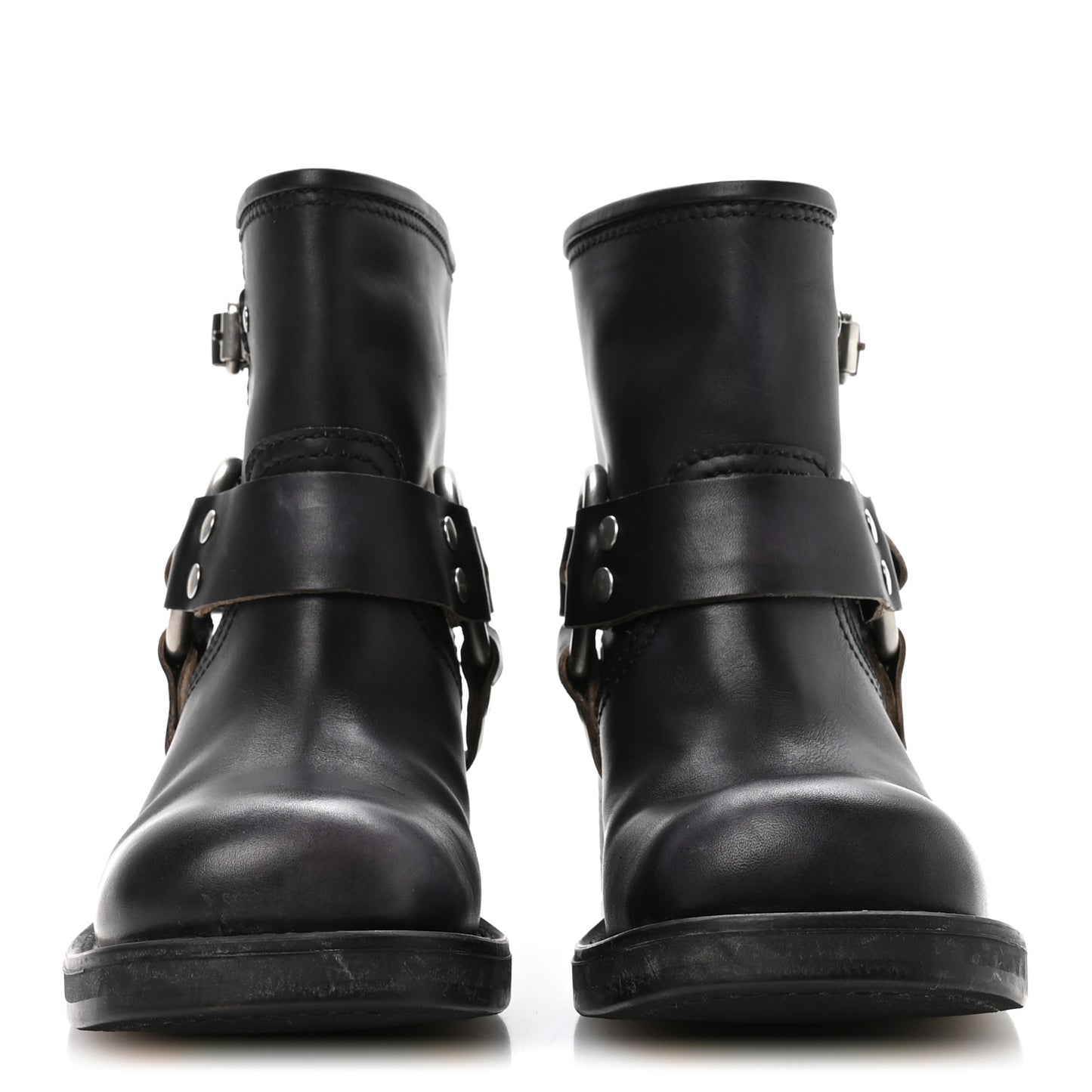Calfskin Harness Enigneer Boots 37 Black