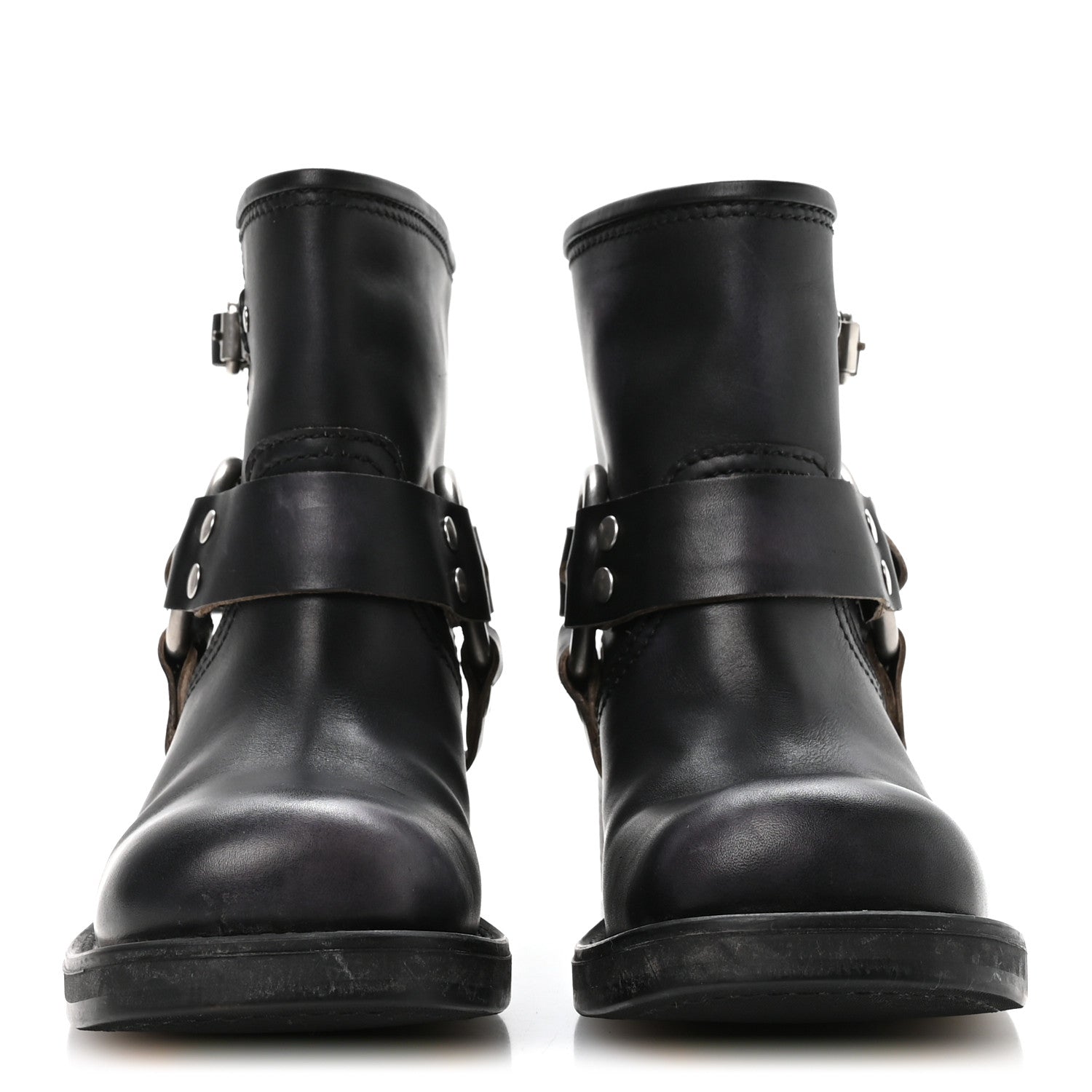 Miu Miu Calfskin Harness Enigneer Boots 37 Black 3 of 7