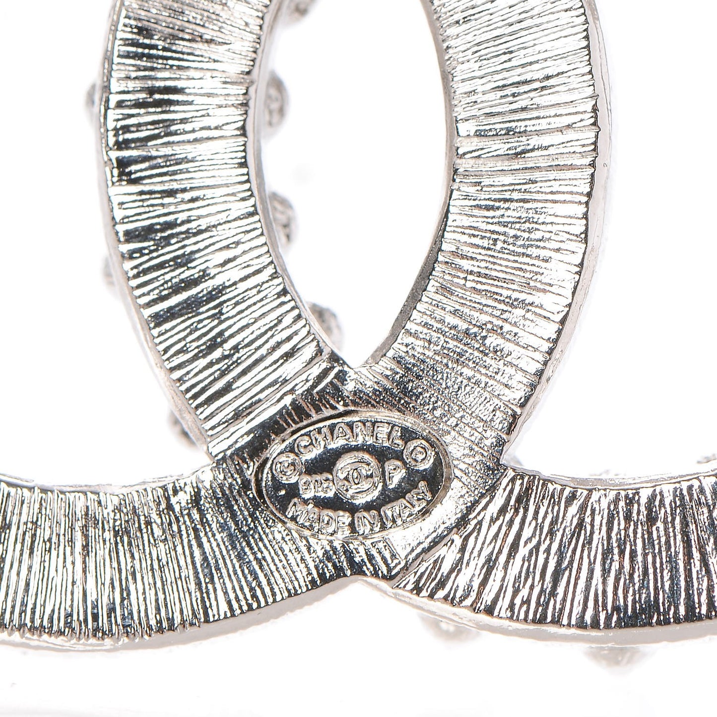 Baguette Crystal CC Brooch Silver Black