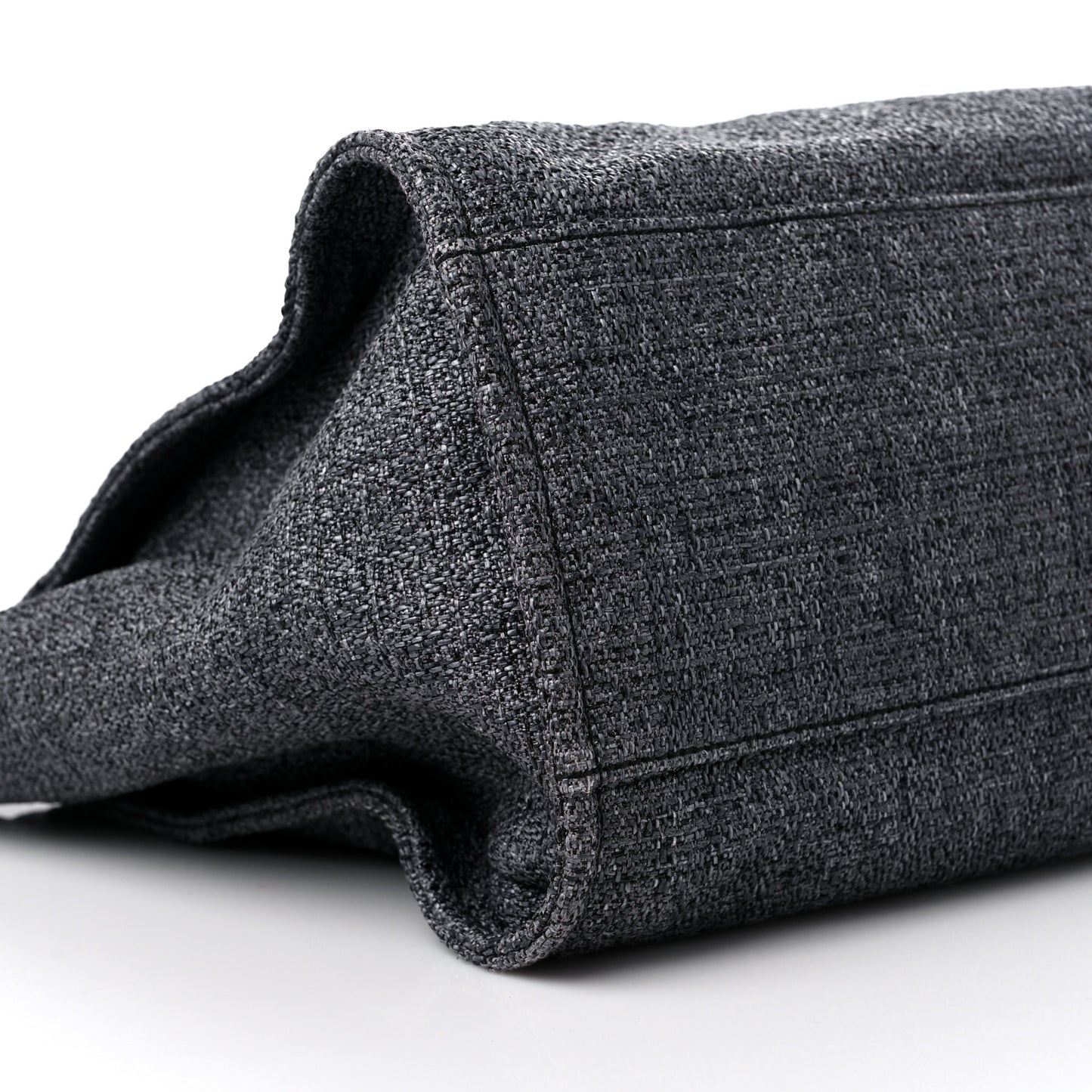 Woven Straw Raffia Medium Deauville Tote Grey