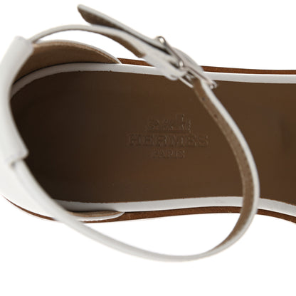 Hermes Calfskin Santorini Sandals 37.5 White 7 of 9